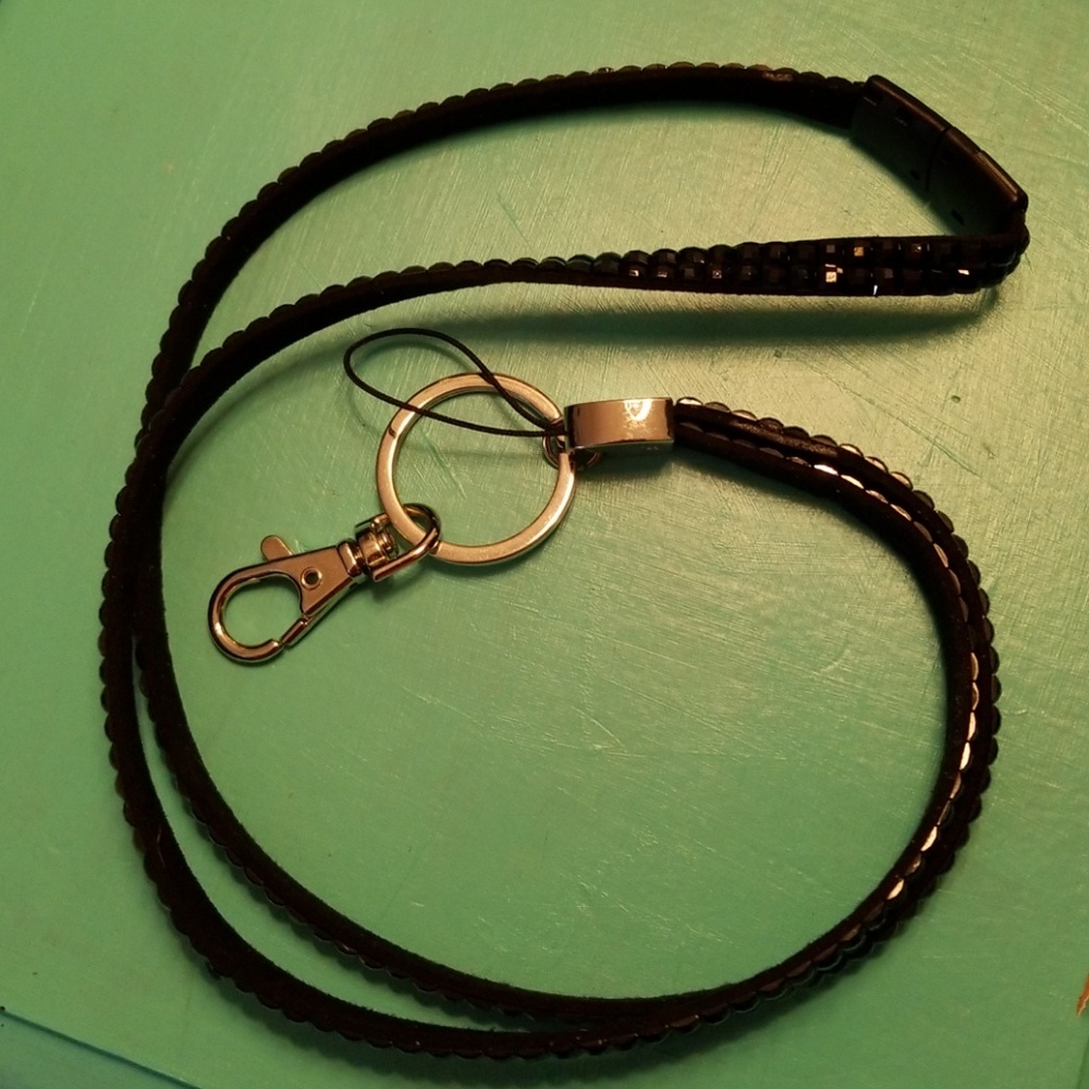 Dressy Black Sequined Lanyard